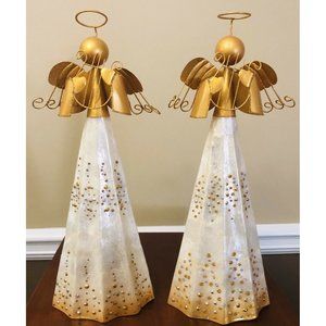 Lot of 2: Pier 1 Angel Tree Topper Shell Gold Glit